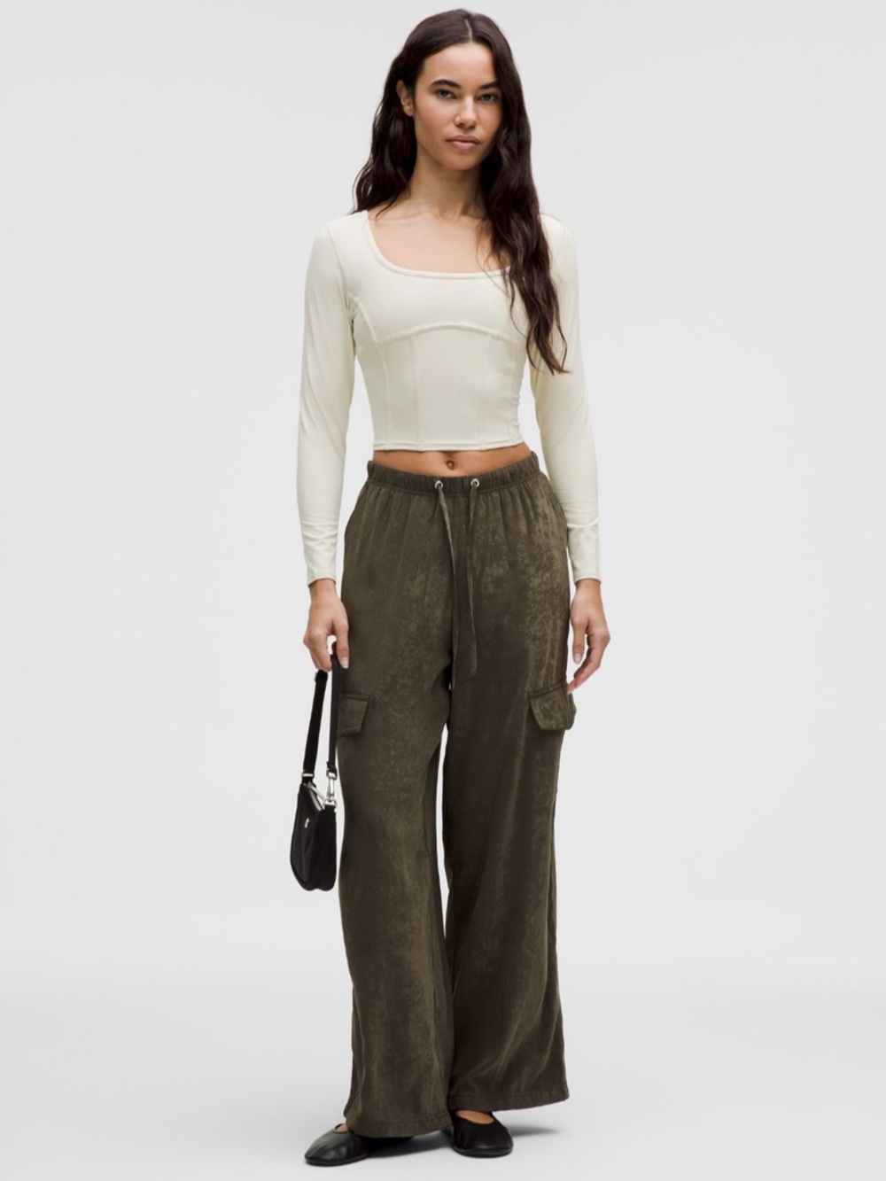 Lululemon Waist-Seamed Nulu Long-Sleeve Shirt - Bone Off-White Top - Picture 2 of 5